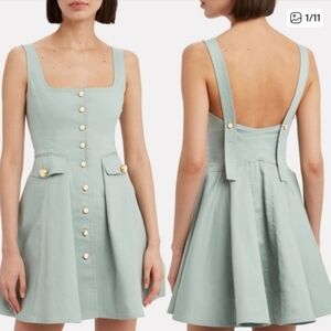 Alexis Light Green Buttoned Mini Dress